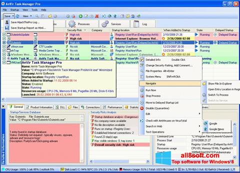 Screenshot AnVir Task Manager per Windows 8