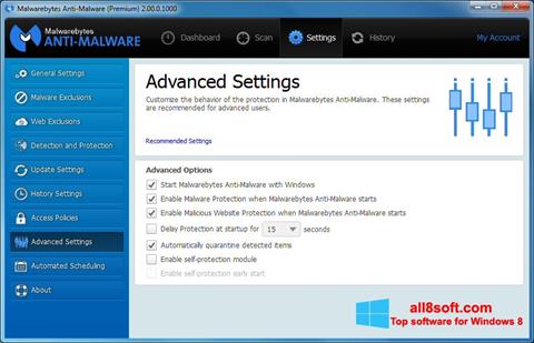 Screenshot Malwarebytes Anti-Malware per Windows 8