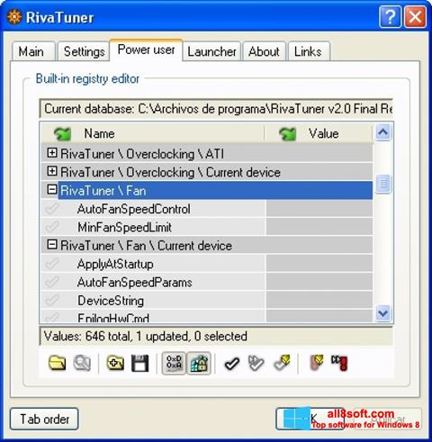 Screenshot RivaTuner per Windows 8