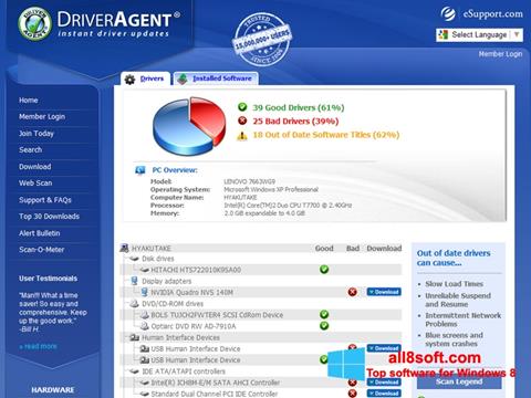 Screenshot DriverAgent per Windows 8