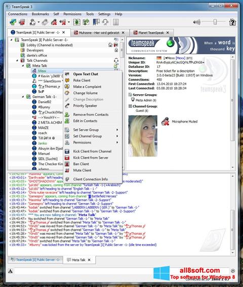 Screenshot TeamSpeak per Windows 8