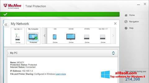 Screenshot McAfee Total Protection per Windows 8