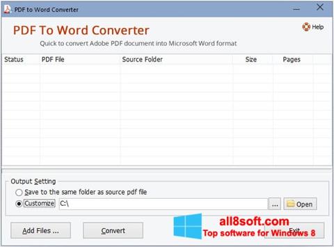 Screenshot PDF to Word Converter per Windows 8