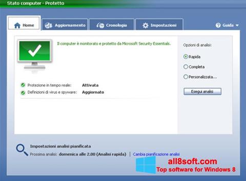 Screenshot Microsoft Security Essentials per Windows 8