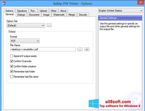 Screenshot BullZip PDF Printer per Windows 8