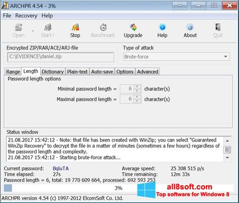 Screenshot Advanced Archive Password Recovery per Windows 8