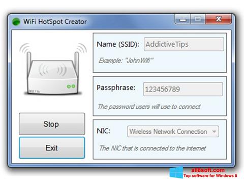Screenshot Wi-Fi HotSpot Creator per Windows 8