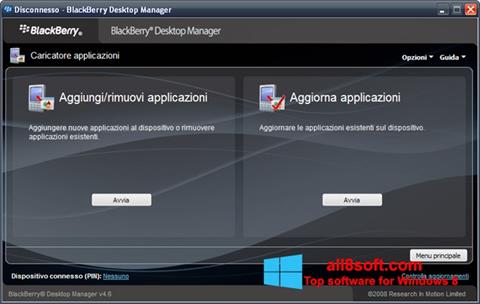 Screenshot BlackBerry Desktop Manager per Windows 8