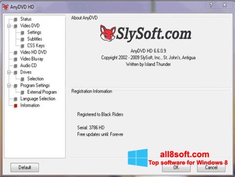 Screenshot AnyDVD per Windows 8
