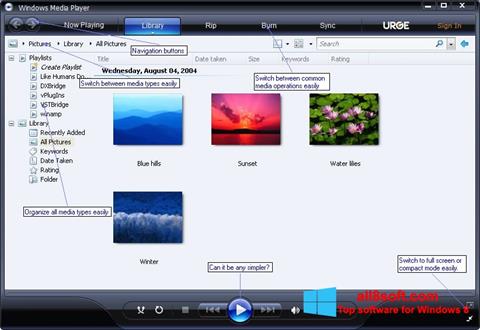 Screenshot Media Player per Windows 8