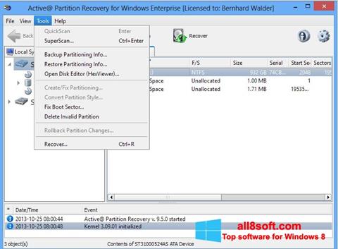 Screenshot Active Partition Recovery per Windows 8