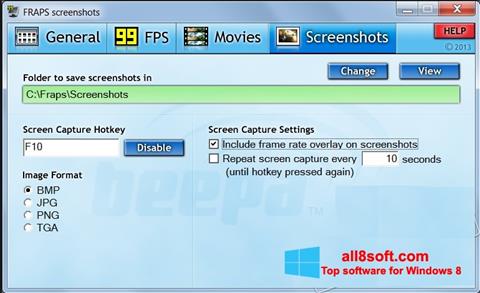 Screenshot Fraps per Windows 8