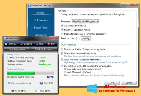 Screenshot BatteryCare per Windows 8