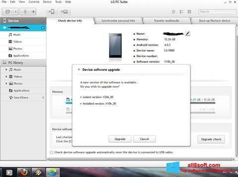 Screenshot LG PC Suite per Windows 8
