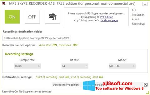 Screenshot MP3 Skype Recorder per Windows 8