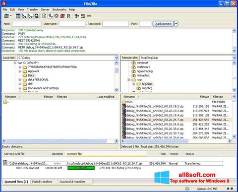 Screenshot FileZilla per Windows 8