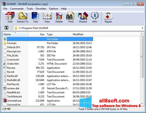 Screenshot WinRAR per Windows 8