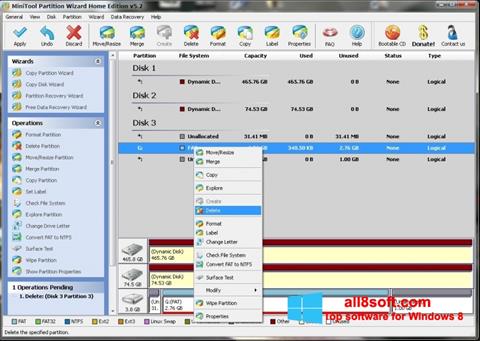 Screenshot MiniTool Partition Wizard per Windows 8