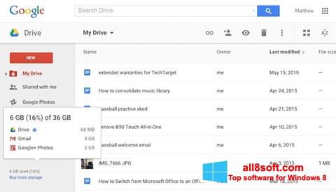 Screenshot Google Drive per Windows 8