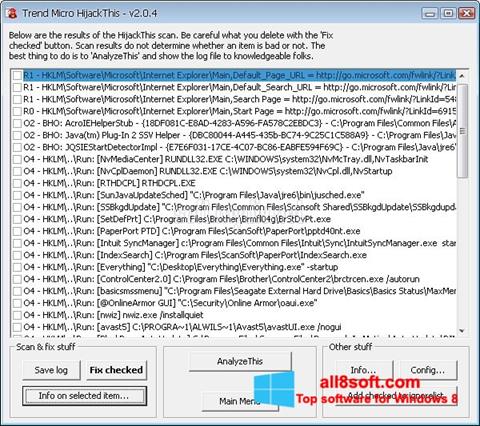 Screenshot HijackThis per Windows 8