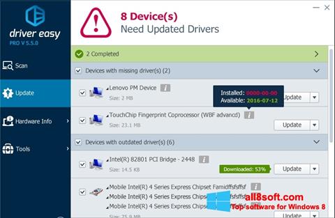 Screenshot Driver Easy per Windows 8