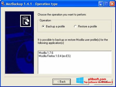 Screenshot MozBackup per Windows 8