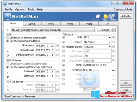 Screenshot NetSetMan per Windows 8