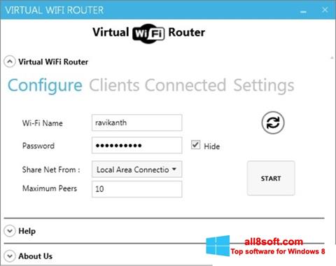 Screenshot Virtual WiFi Router per Windows 8