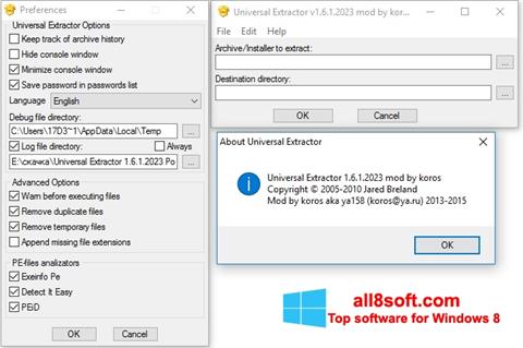Screenshot Universal Extractor per Windows 8