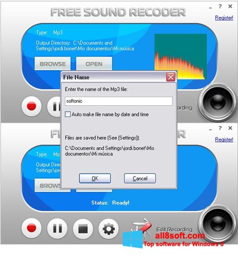 Screenshot Free Sound Recorder per Windows 8
