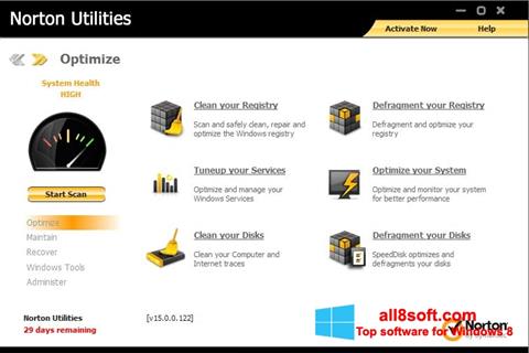 Screenshot Norton Utilities per Windows 8