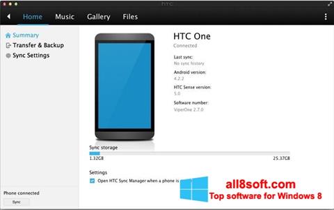 Screenshot HTC Sync per Windows 8