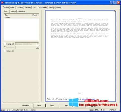 Screenshot pdfFactory Pro per Windows 8