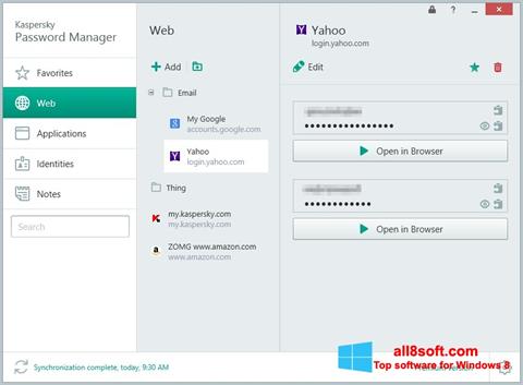 Screenshot Kaspersky Password Manager per Windows 8