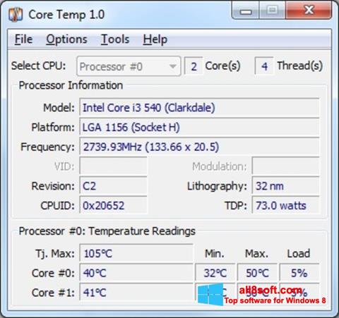 Screenshot Core Temp per Windows 8