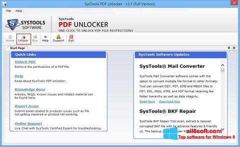 Screenshot PDF Unlocker per Windows 8