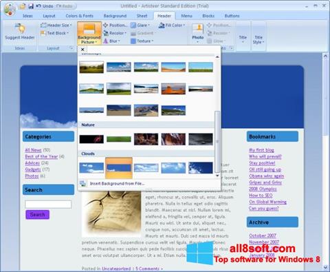 Screenshot Artisteer per Windows 8