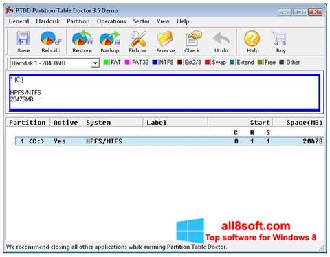 Screenshot Partition Table Doctor per Windows 8
