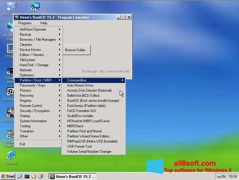 Screenshot Hirens Boot CD per Windows 8