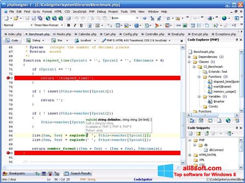 Screenshot phpDesigner per Windows 8