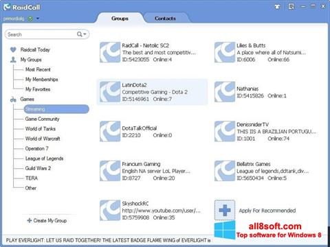 Screenshot RaidCall per Windows 8