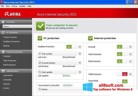 Screenshot Avira Internet Security per Windows 8