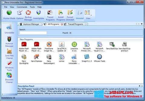 Screenshot Revo Uninstaller per Windows 8