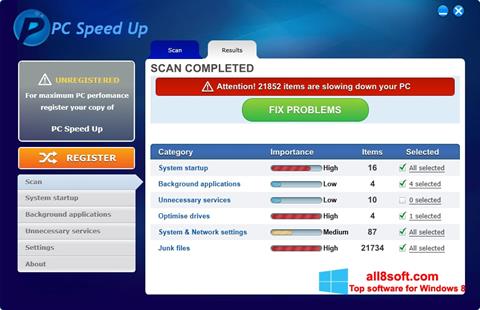 Screenshot PC Speed Up per Windows 8
