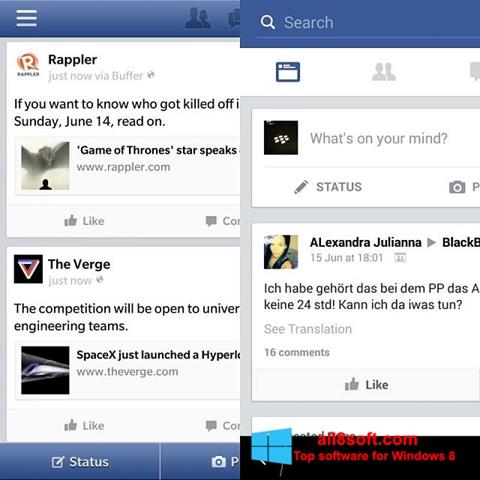 Screenshot Facebook per Windows 8