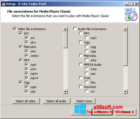 Screenshot K-Lite Codec Pack per Windows 8