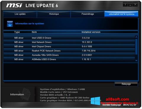 Screenshot MSI Live Update per Windows 8